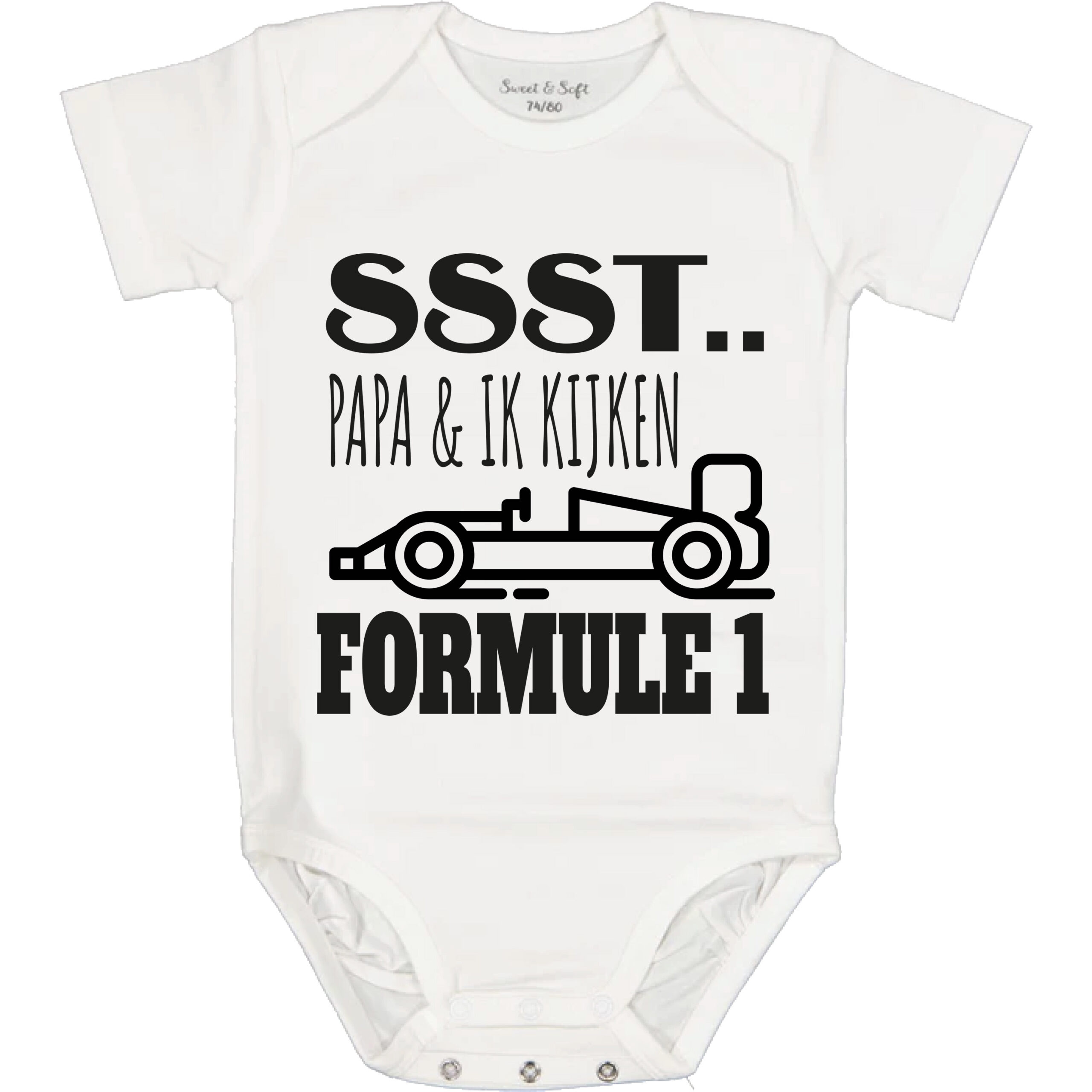 Rompertje "Ssssst ik en papa kijken formule 1" Deze romper mag je natuurlij als echte formule 1 fan niet missen in de kast. HB-Webshop is een onderdeel van HB-Creations Tilburg Reeshof.