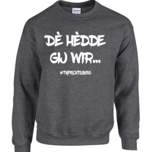 Trotseer elke dag met stijl in ons "Dè hèdde gij wir" sweater van hbwebshop.com. Beschikbaar in diverse kleuren en maten, deze sweater geeft je comfort met een vleugje unieke Tilburgse flair. Voeg de "Dè hèdde gij wir" touch toe aan je kledingkast. Bestel vandaag nog!